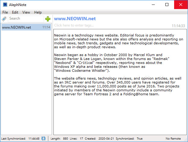 AlephNote 1.7.11