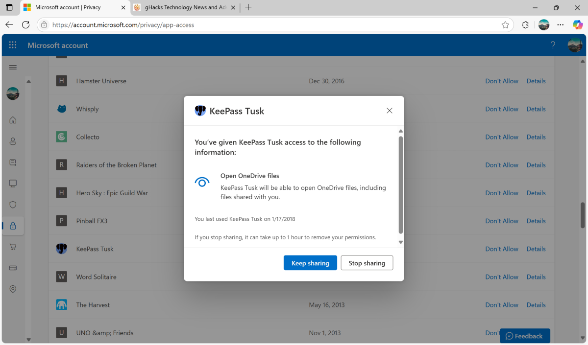 Open OneDrive Files permission